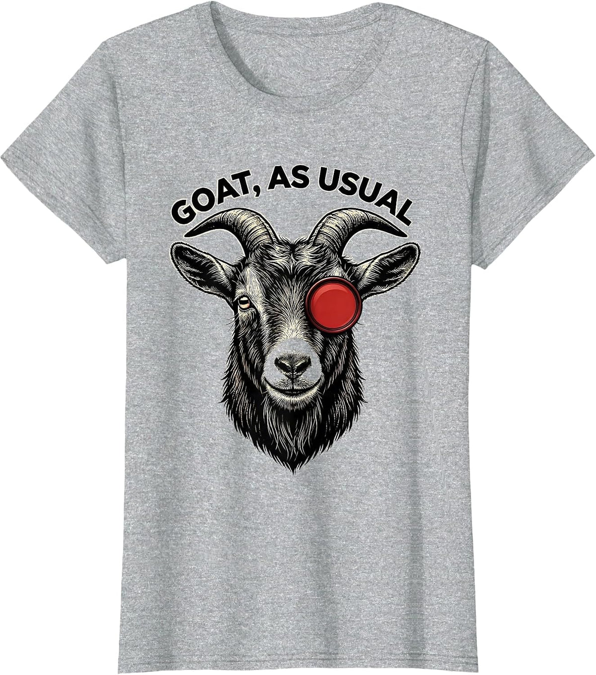 GOAT As Usual Tattoo Humor Cool Goat Face Novelty T-Shirt - Heather Grey