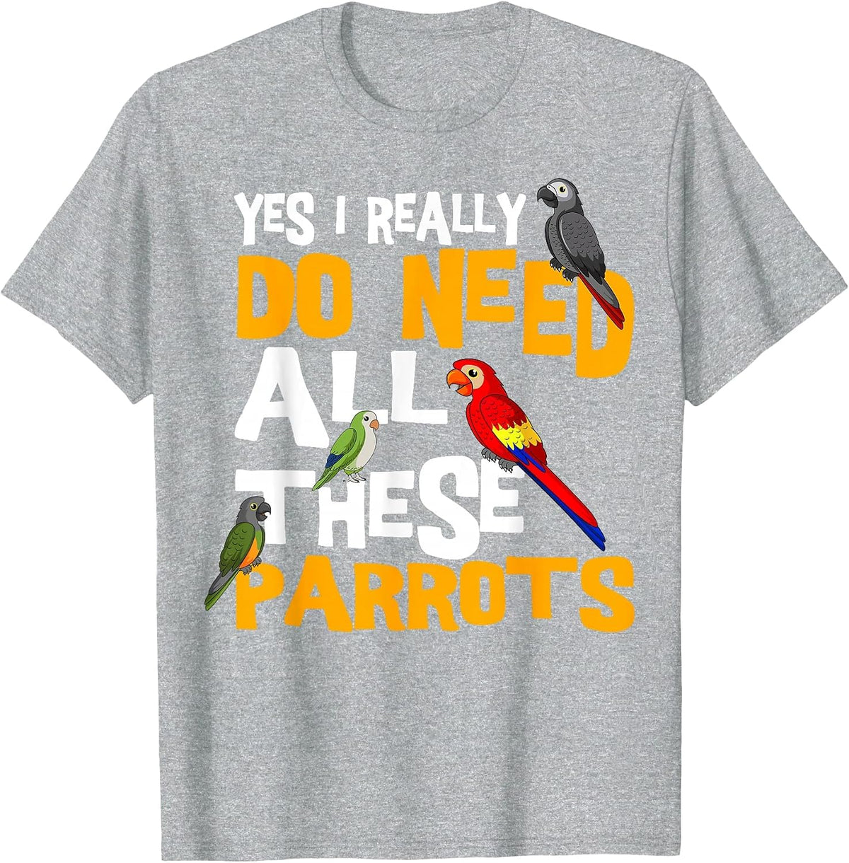 Parrot Parakeet Cockatoo Bird African Grey Tiel Quarrion T-Shirt - Heather Grey