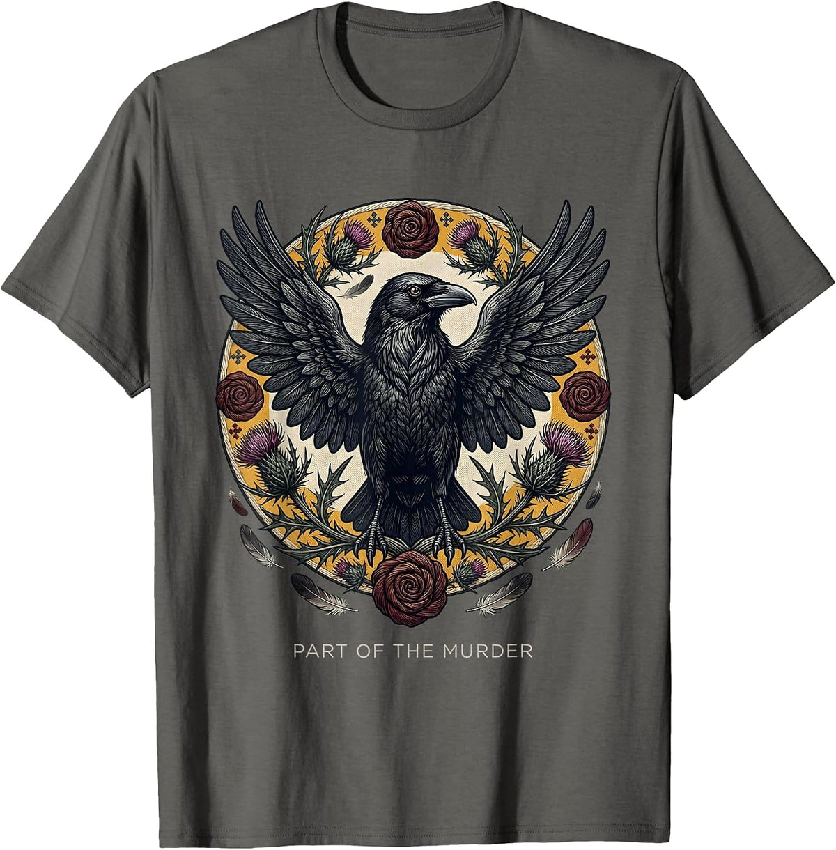Men's Part of the Murder Crow Lover Design T-Shirt - Asphalt Grey