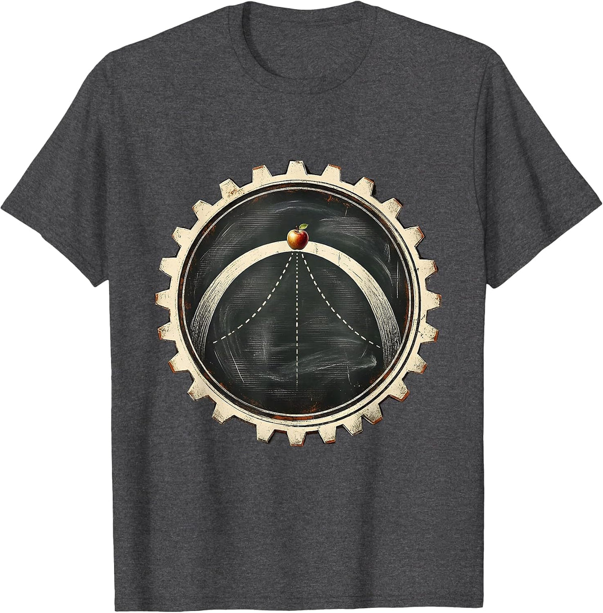 Newton's Apple Parabola Math Teacher Gift T-Shirt - Dark Heather Grey