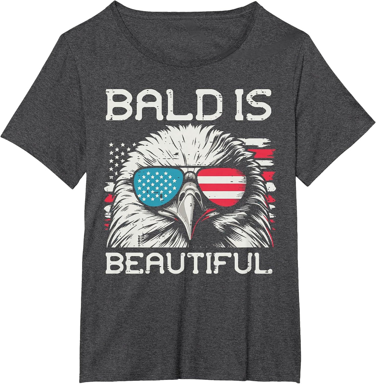 4th of July Eagle Bald Beautiful USA American Women Men Kids T-Shirt - Dark Heather Grey