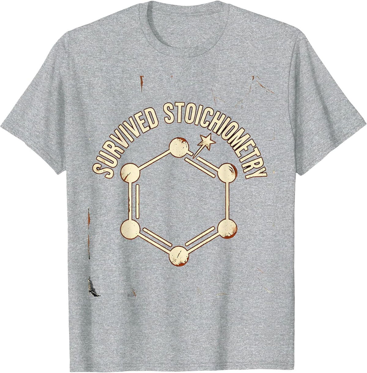 Survived Stoichiometry Distressed Science Humor Chemistry T-Shirt, Men, Heather Grey, Medium - As Pictured