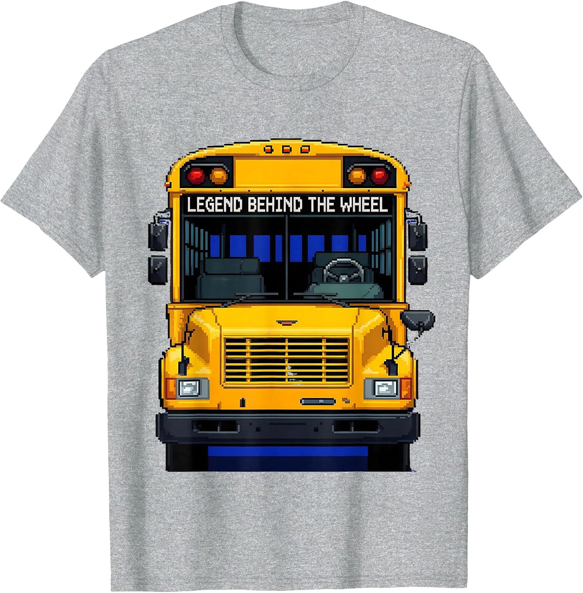 Legend Behind The Wheel School Bus Driver Design T-Shirt - Heather Grey