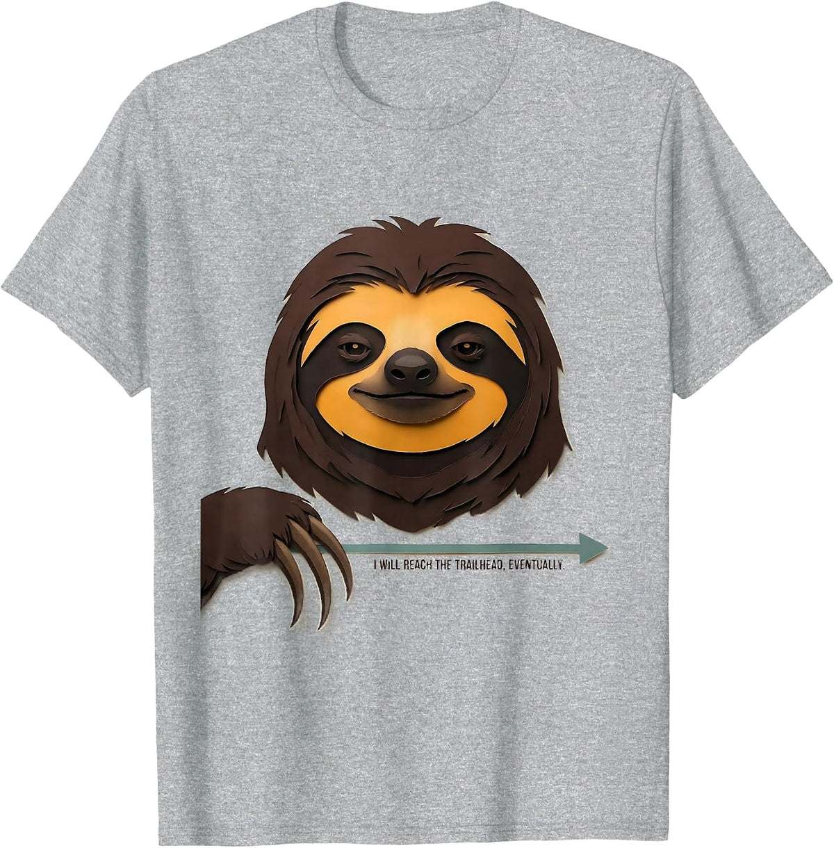 Men's I Will Reach The Trailhead Eventually Funny Sloth Lover T-Shirt - Heather Grey