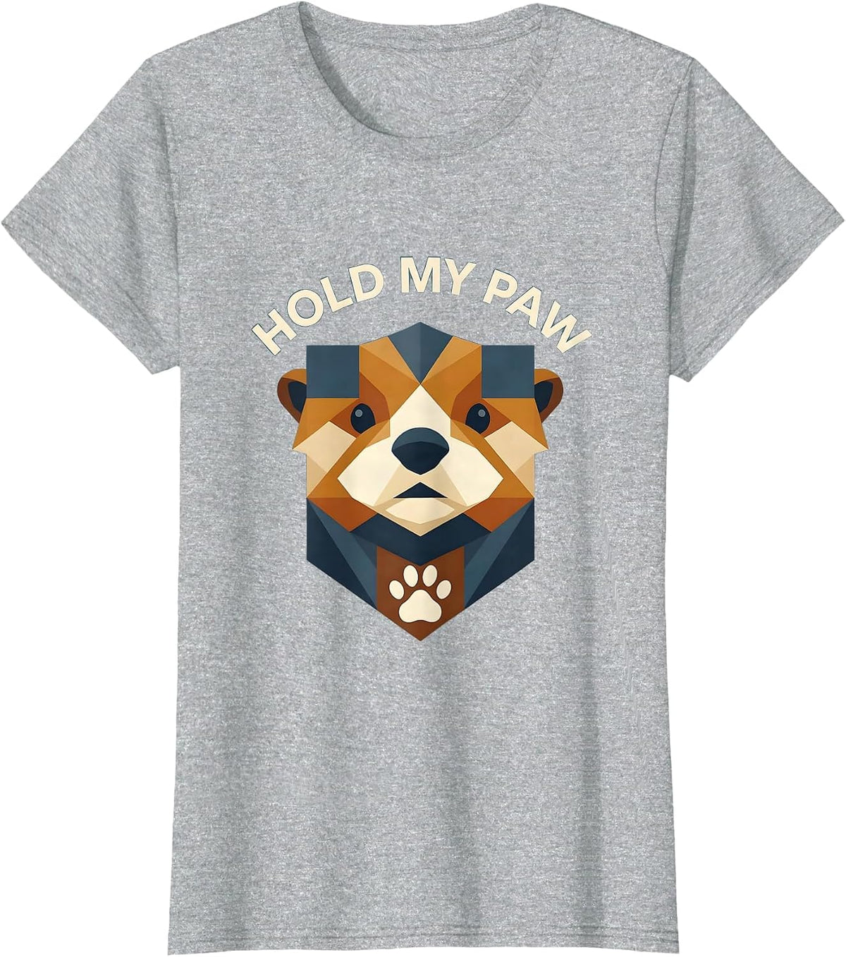 Women's Hold My Paw Cute Otter Design T-Shirt - Heather Grey