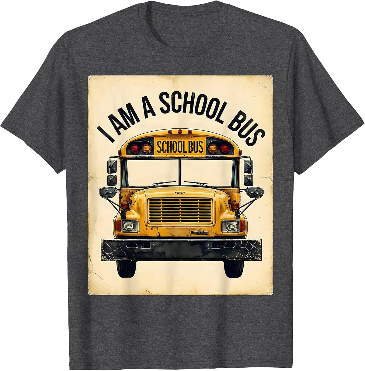 Men's I Am A School Bus Distressed Funny School Bus Driver T-Shirt - Dark Heather Grey