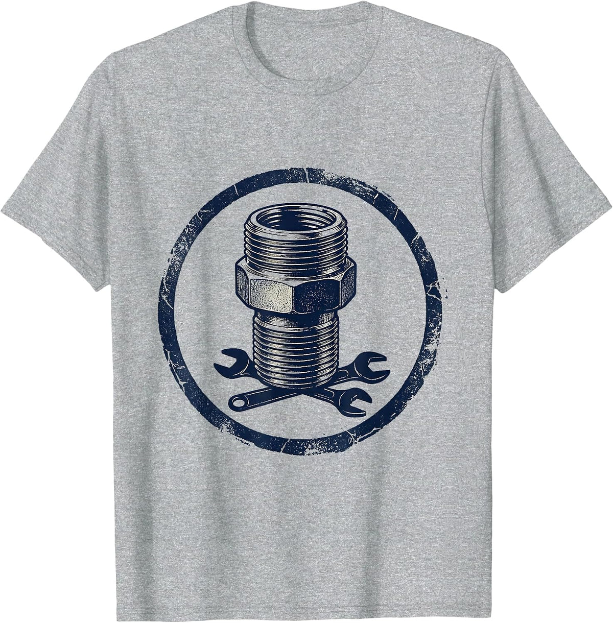 Men's Pipe Fitting Stamp Funny Plumber Pipefitter Gift T-Shirt - Heather Grey