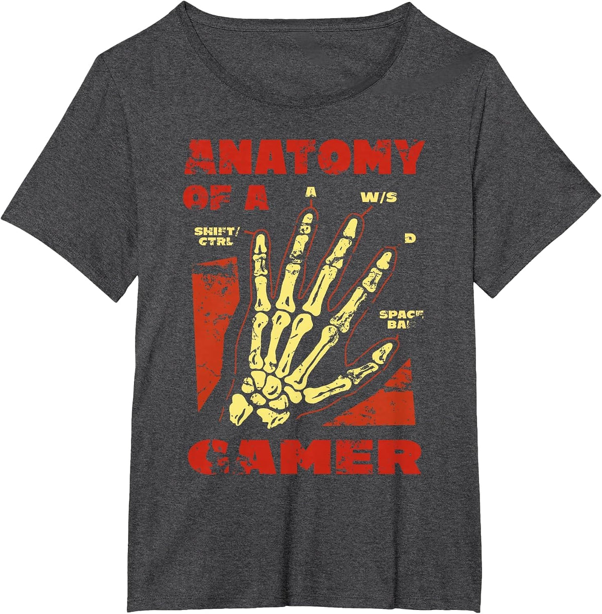 Anatomy of a Gamer Video Game Player Gamer T-Shirt - Dark Heather Grey