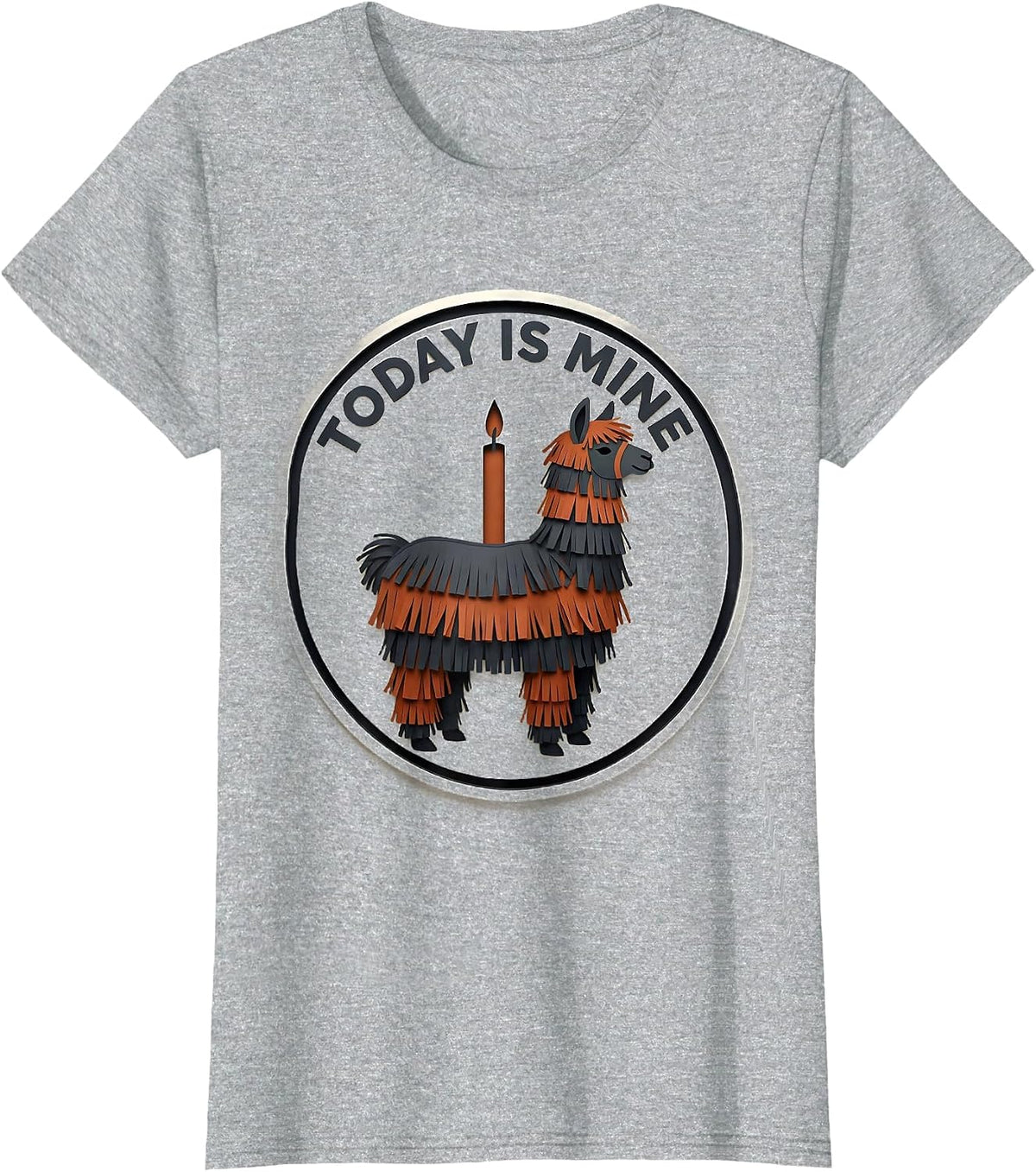 Today Is Mine Funny Llama Pinata Bruh Birthday Party T-Shirt - Heather Grey
