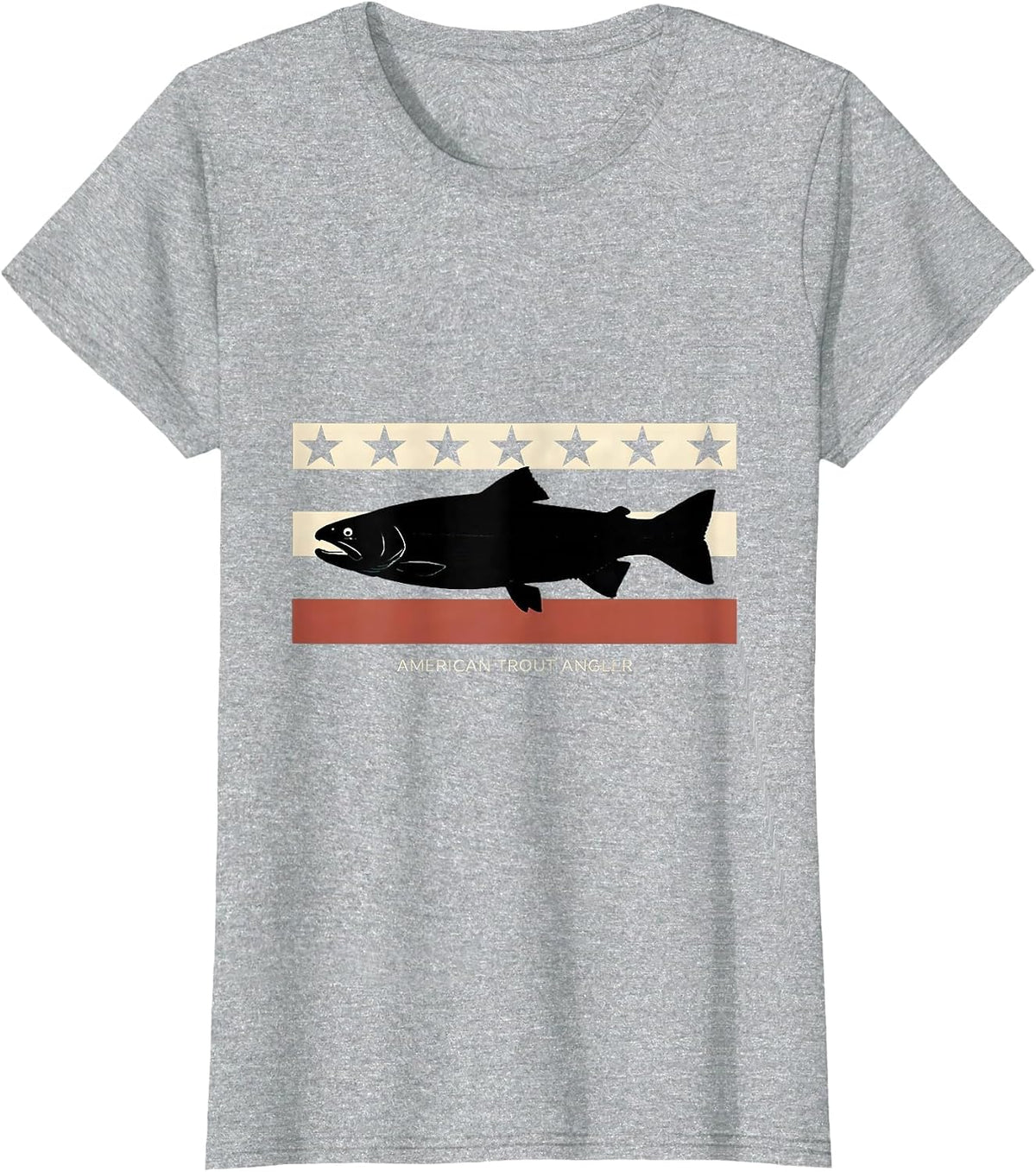 Women's American Trout Angler Disrupted Stripe Graphic Camo Fishing T-Shirt - Heather Grey