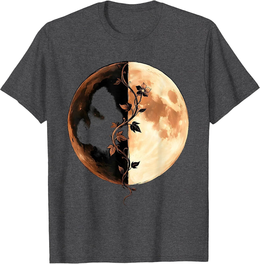 Men's Half Moon Illuminated Space Graphic Design T-Shirt - Dark Heather Grey