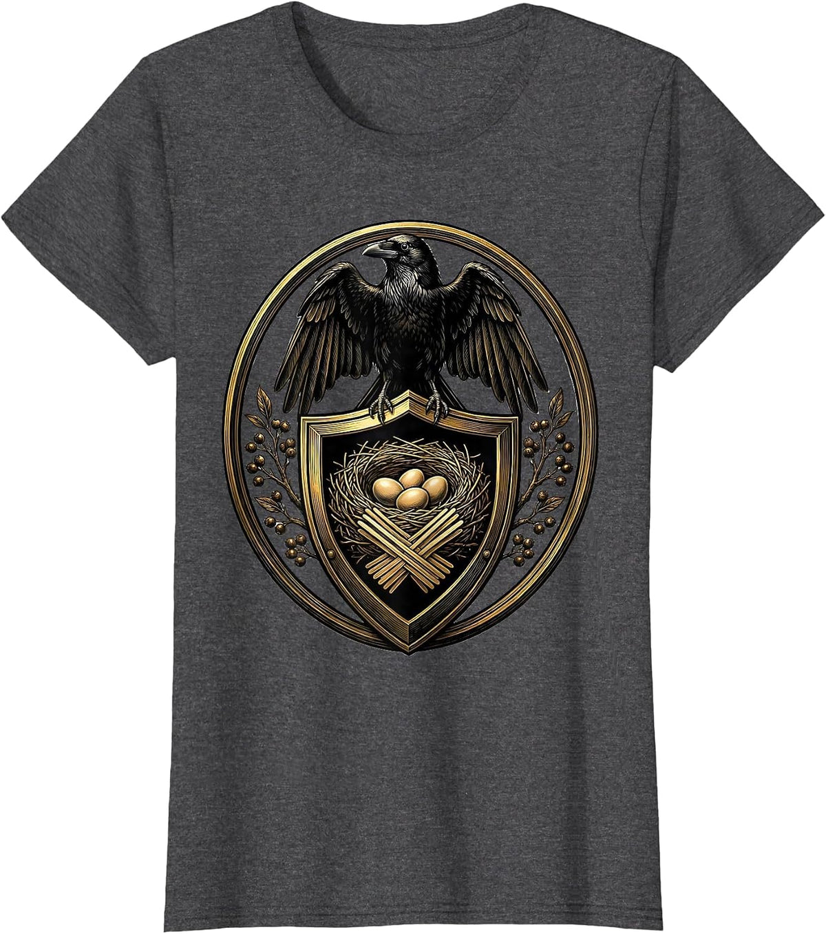 Women's Crow Nest Built From Coffee Stirrers T-Shirt - Dark Heather Grey