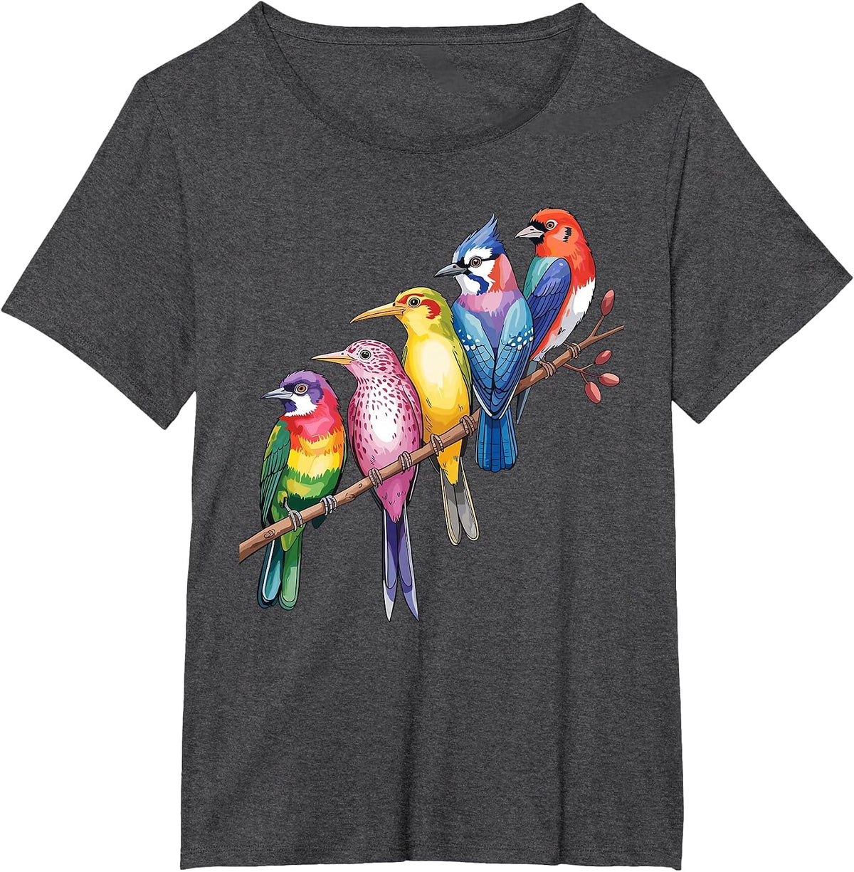 Cute Bird Art for Men Women Nerd Birdwatcher Bird Watching T-Shirt - Dark Heather Grey