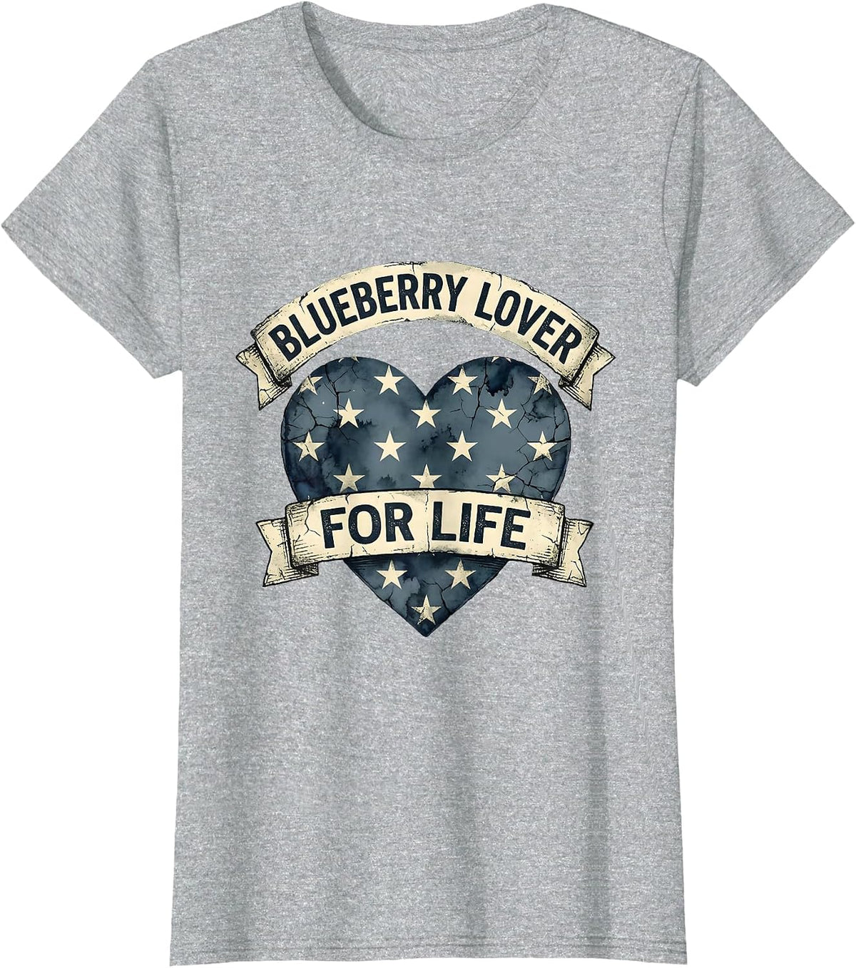 Blueberry Lover For Life Fruity Design T-Shirt - Heather Grey