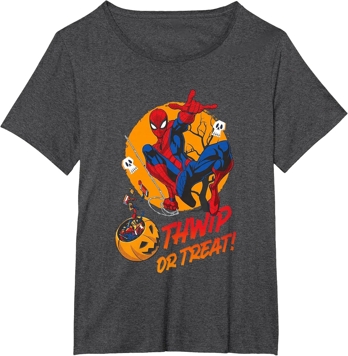 Marvel Comics Halloween Spider-Man Thwip Or Treat! T-Shirt - Dark Heather Grey