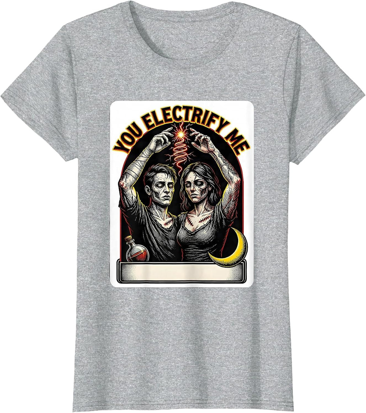 You Electrify Me Tattoo Horror Romance Valentine Halloween T-Shirt - Heather Grey
