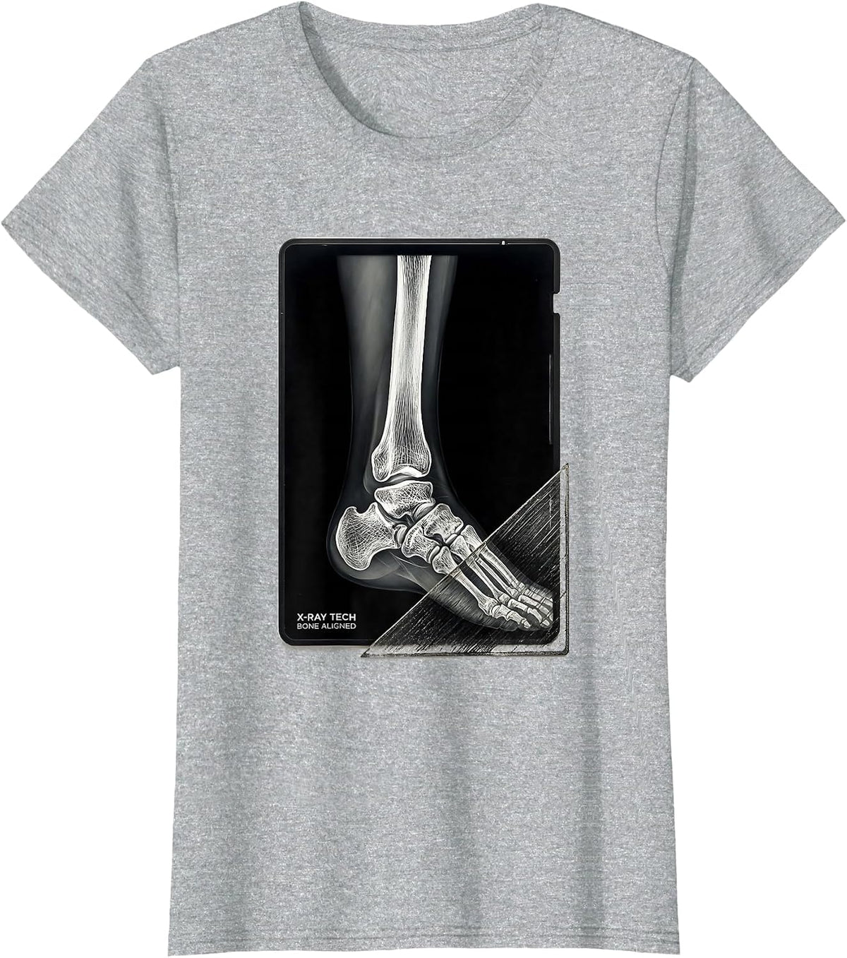 Women's X-Ray Tech Bone Aligned Scratchboard Radiology Technologist T-Shirt - Heather Grey