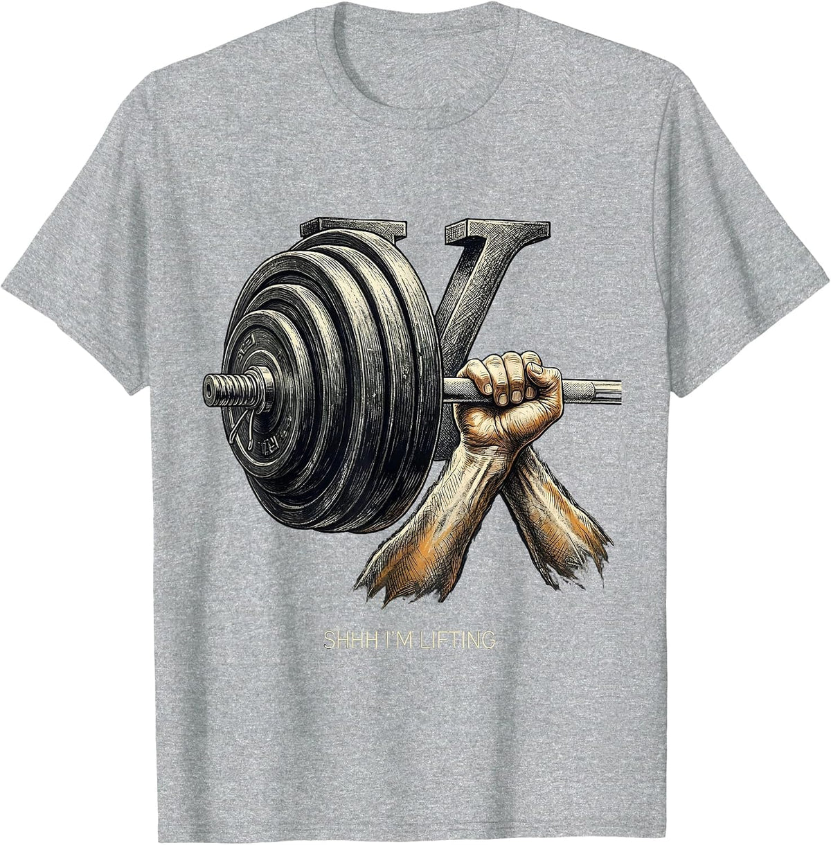 Men's Shhh I'm Lifting Funny Math Nerd Workout Gym Humor T-Shirt - Heather Grey