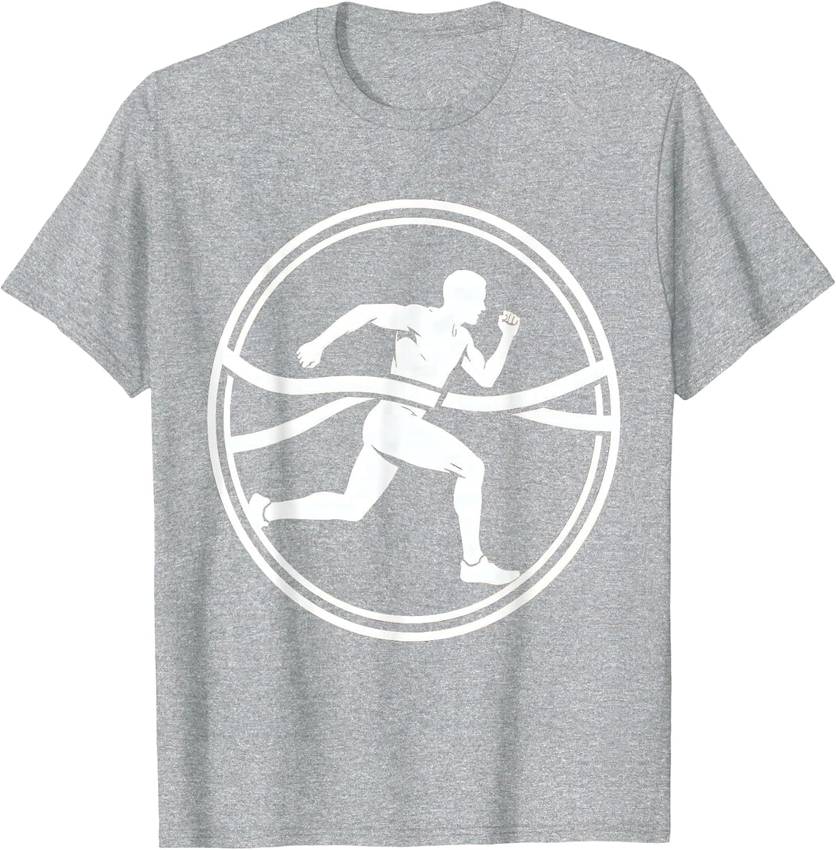 Men's Runner Bursting Through Finish Line Graphic Tee T-Shirt - Heather Grey