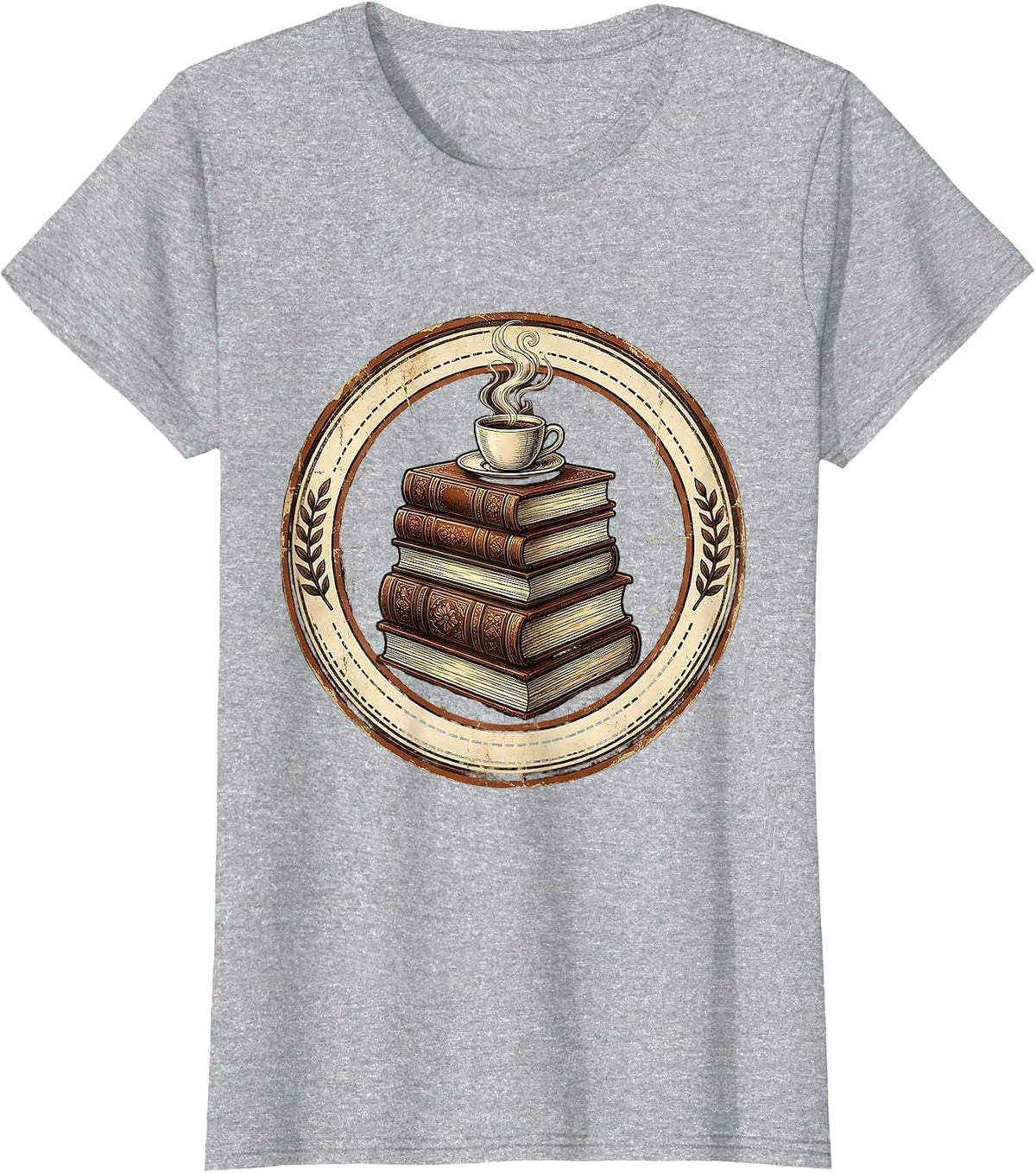 English Teacher Classic Novels and Coffee Illustration T-Shirt - Heather Grey