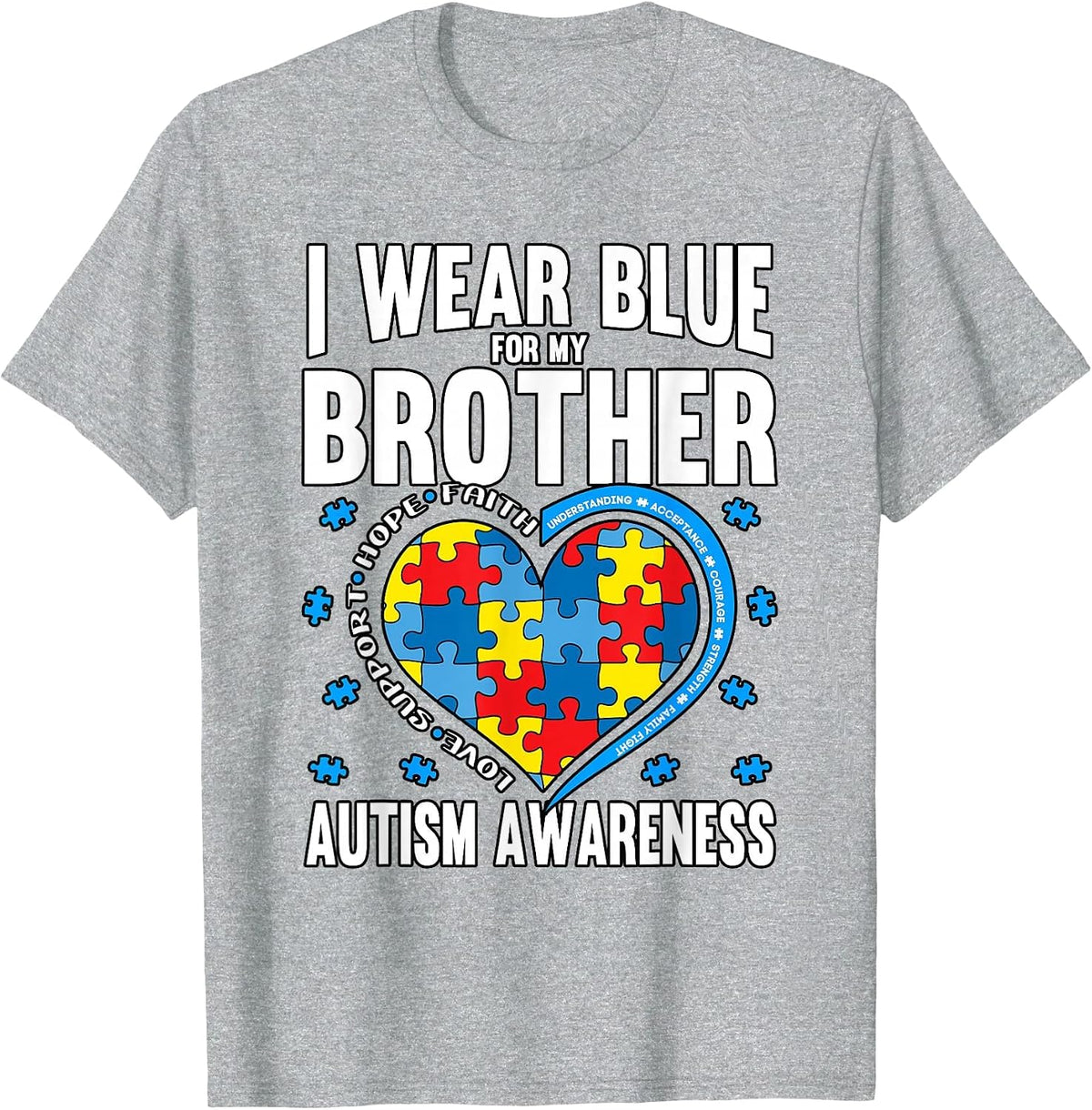 Autism Awareness Brother T-Shirt - Heather Grey