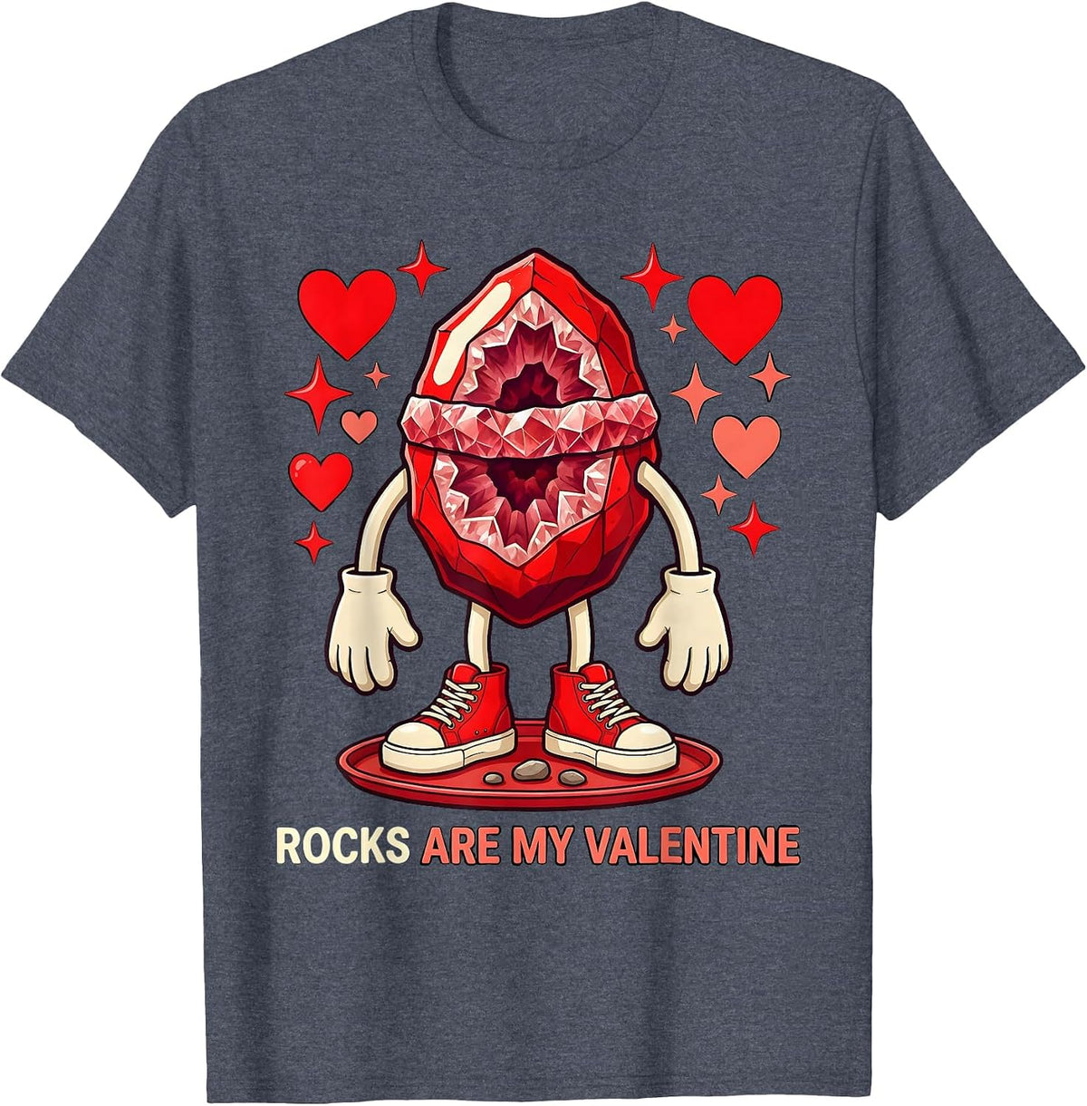 ROCKS ARE MY VALENTINE Funny Rock Lover Valentines Day T-Shirt - Heather Blue