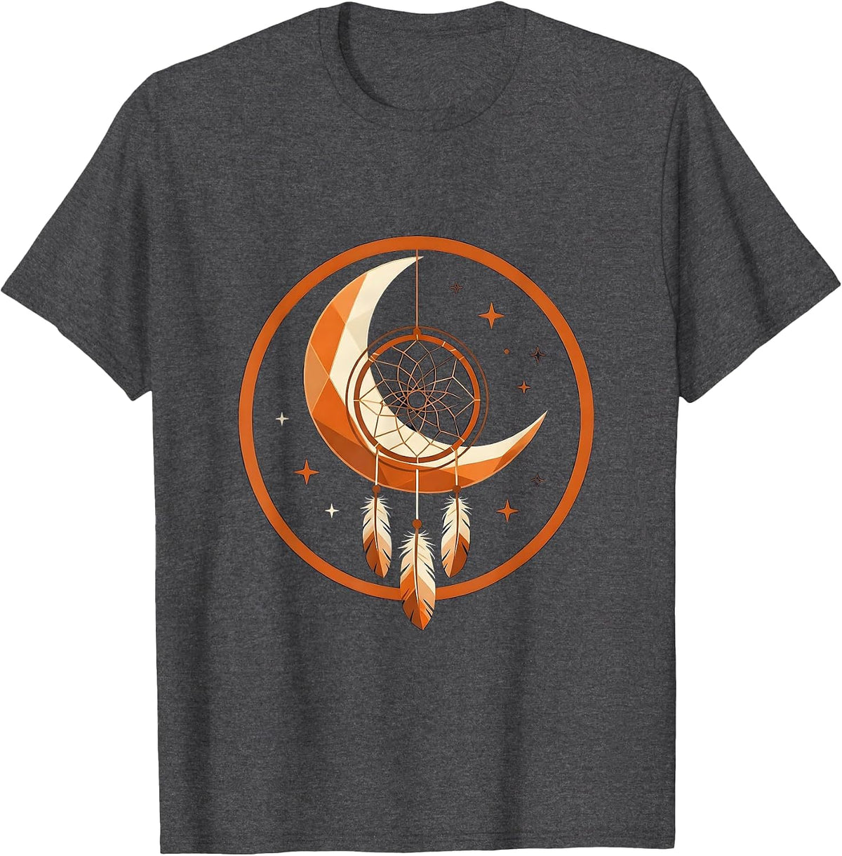 Men's Hippie Dreamcatcher Crescent Moon Boho Art T-Shirt - Dark Heather Grey