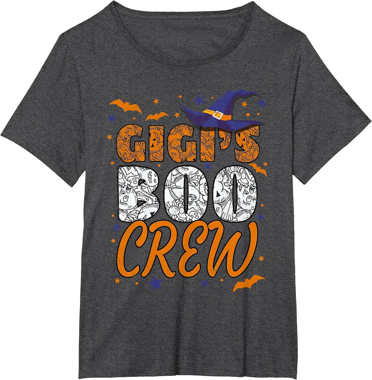 Grandma Gigi's Boo Crew Cute Grandkids Matching Halloween T-Shirt - Dark Heather Grey