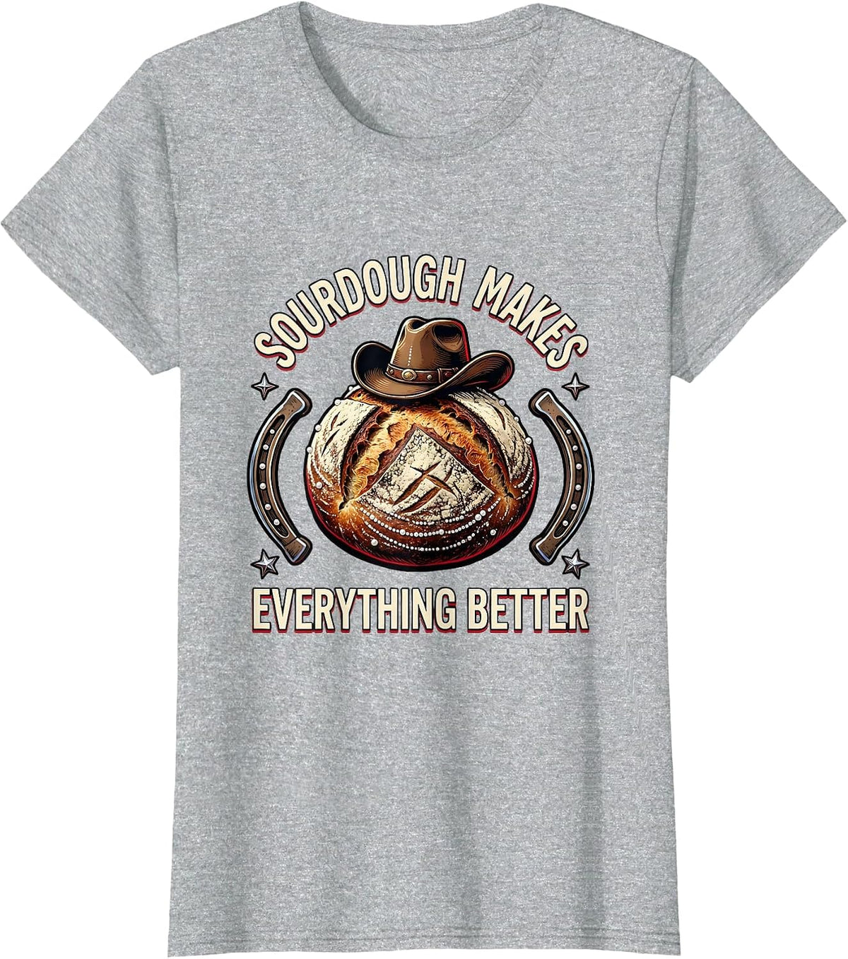 Women's Sourdough Makes Everything Better Baker Design T-Shirt - Heather Grey