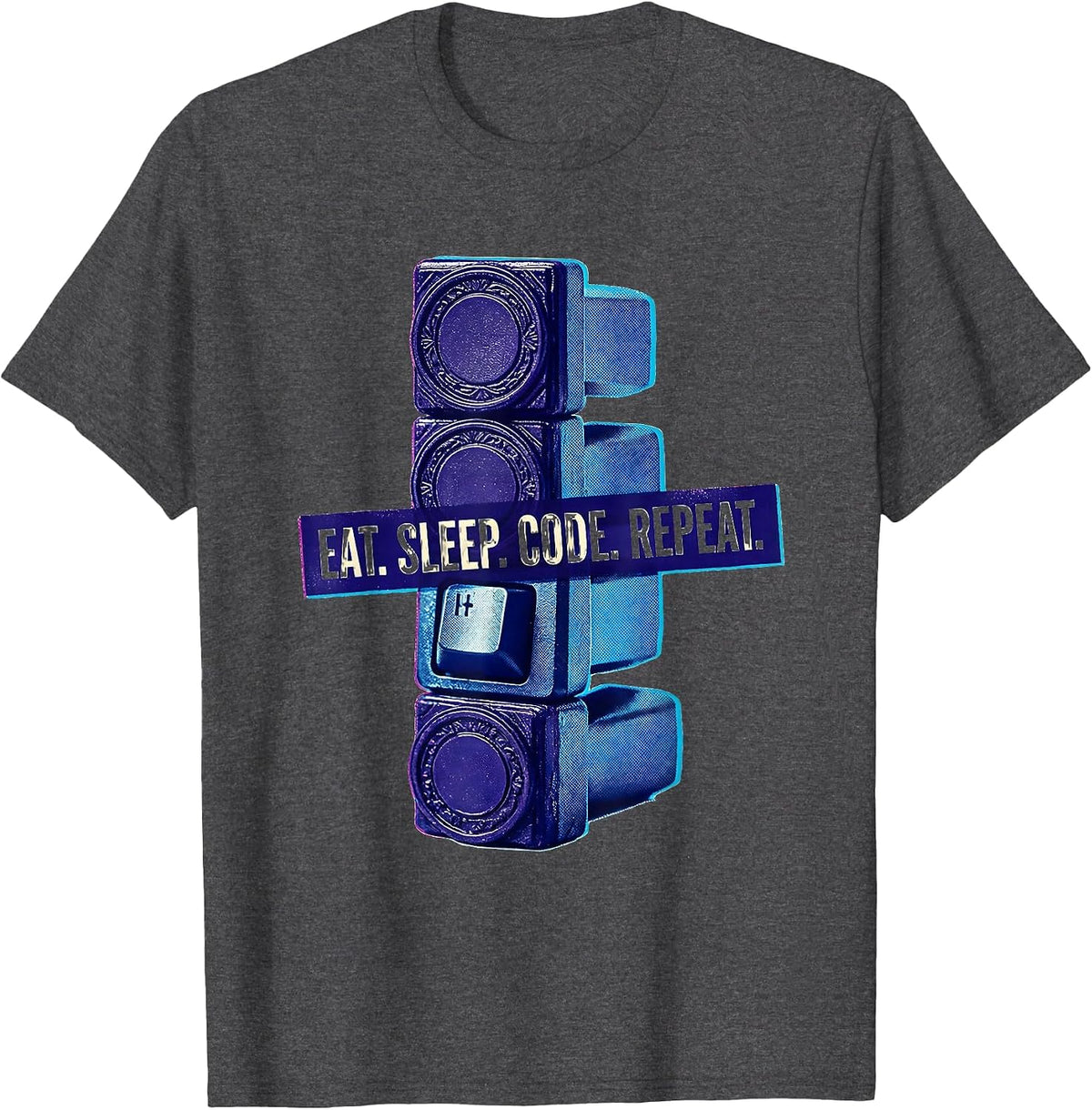 Eat Sleep Code Repeat Funny Coding Humor Programmer Gift T-Shirt - Dark Heather Grey