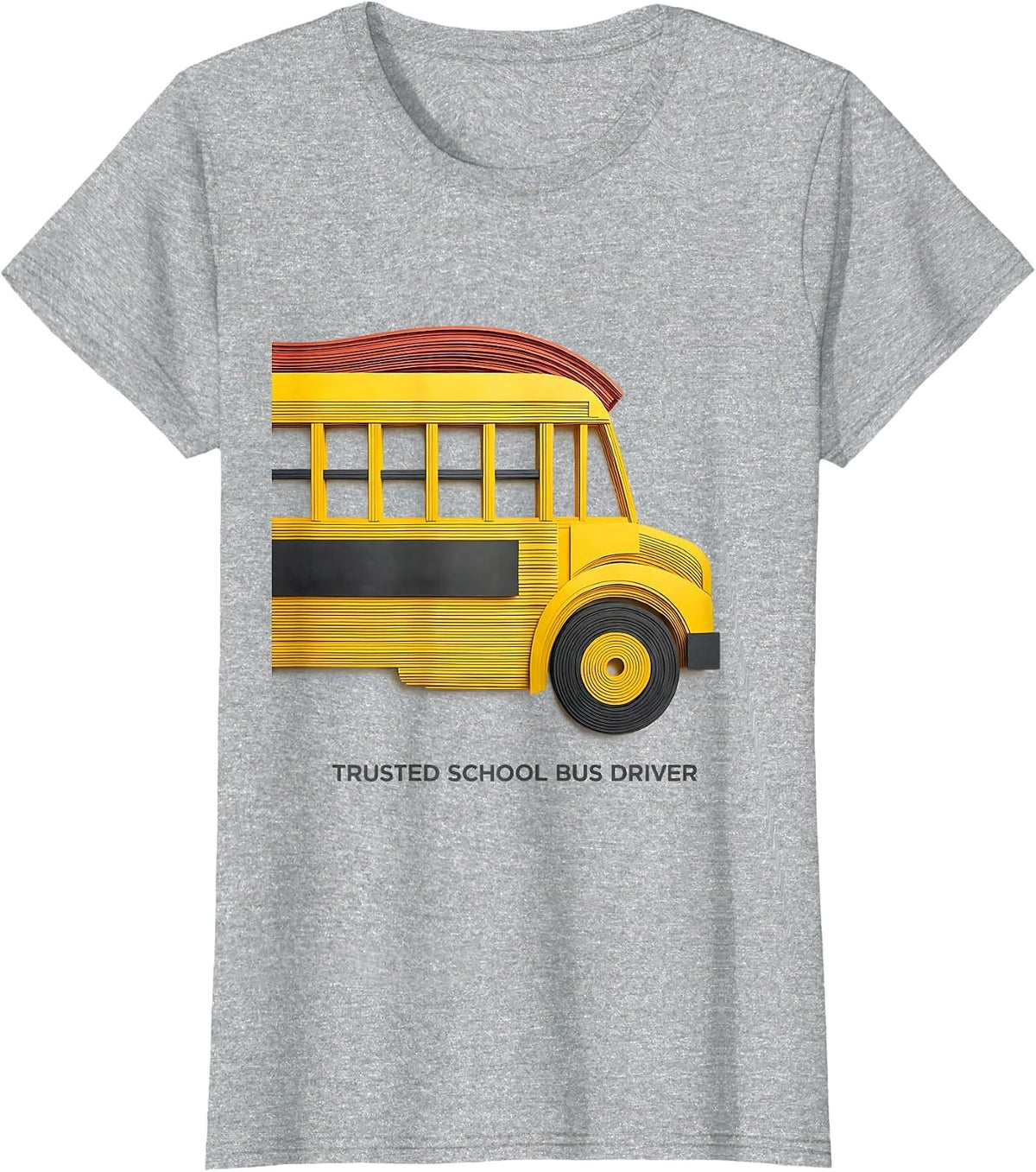 Trusted School Bus Driver Paper Cutout Bus Driver T-Shirt - Heather Grey