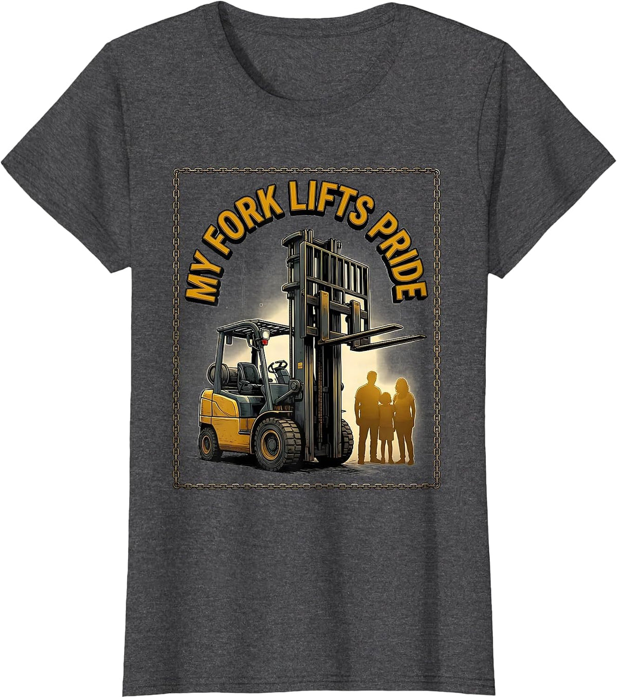 Women's My Fork Lifts Pride Funny Forklift Operator Construction T-Shirt - Dark Heather Grey