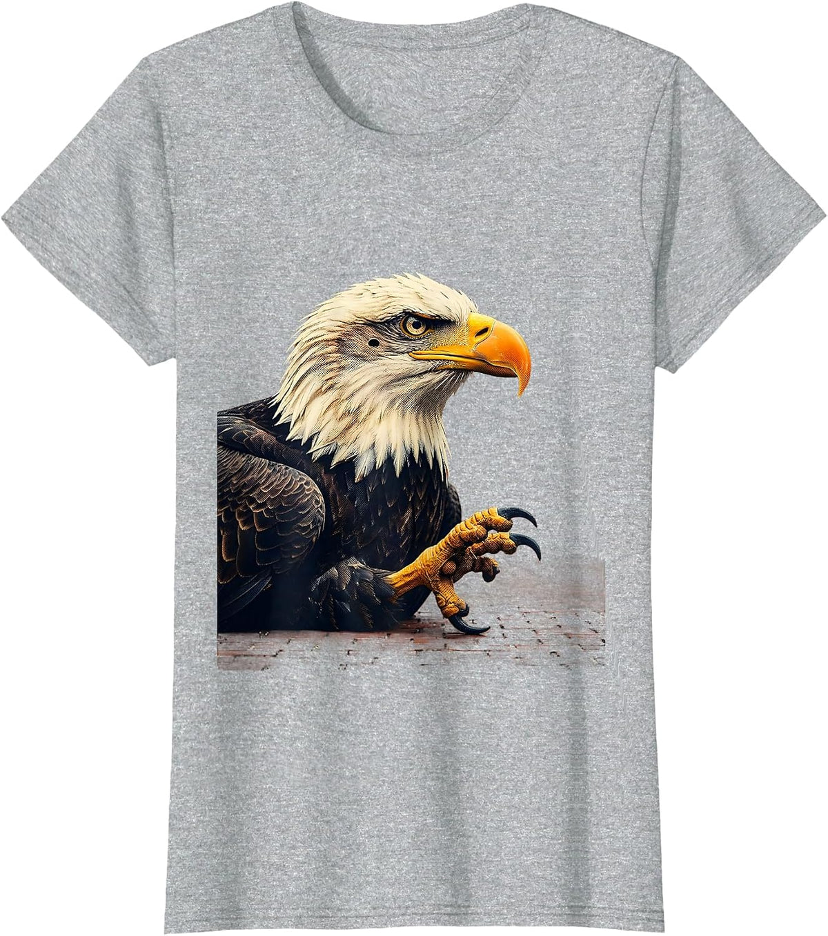 Bald Eagle Minimalist Retro Patriotic Novelty T-Shirt - Heather Grey