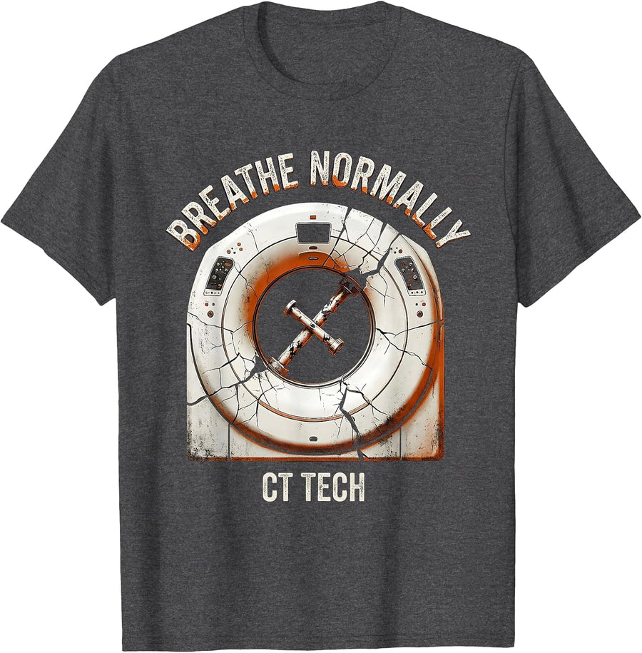 Men's Breathe Normally — CT Tech Distressed Radiology Technologist T-Shirt - Dark Heather Grey