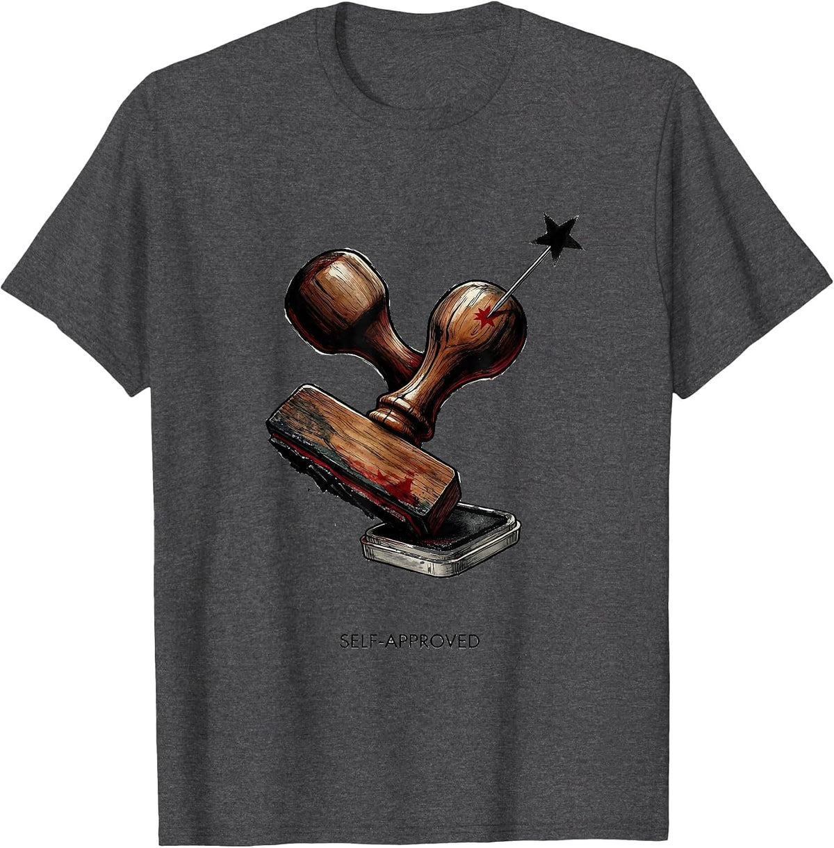 Self-Approved Funny Tattoo Owner Sarcastic Ink Humor T-Shirt - Dark Heather Grey