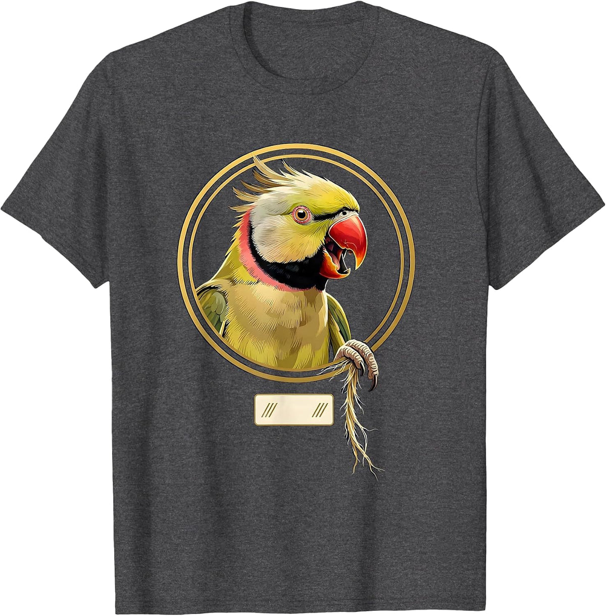 Men's Indian Ringneck Parakeet Bird Owner Humor Emblem T-Shirt - Dark Heather Grey