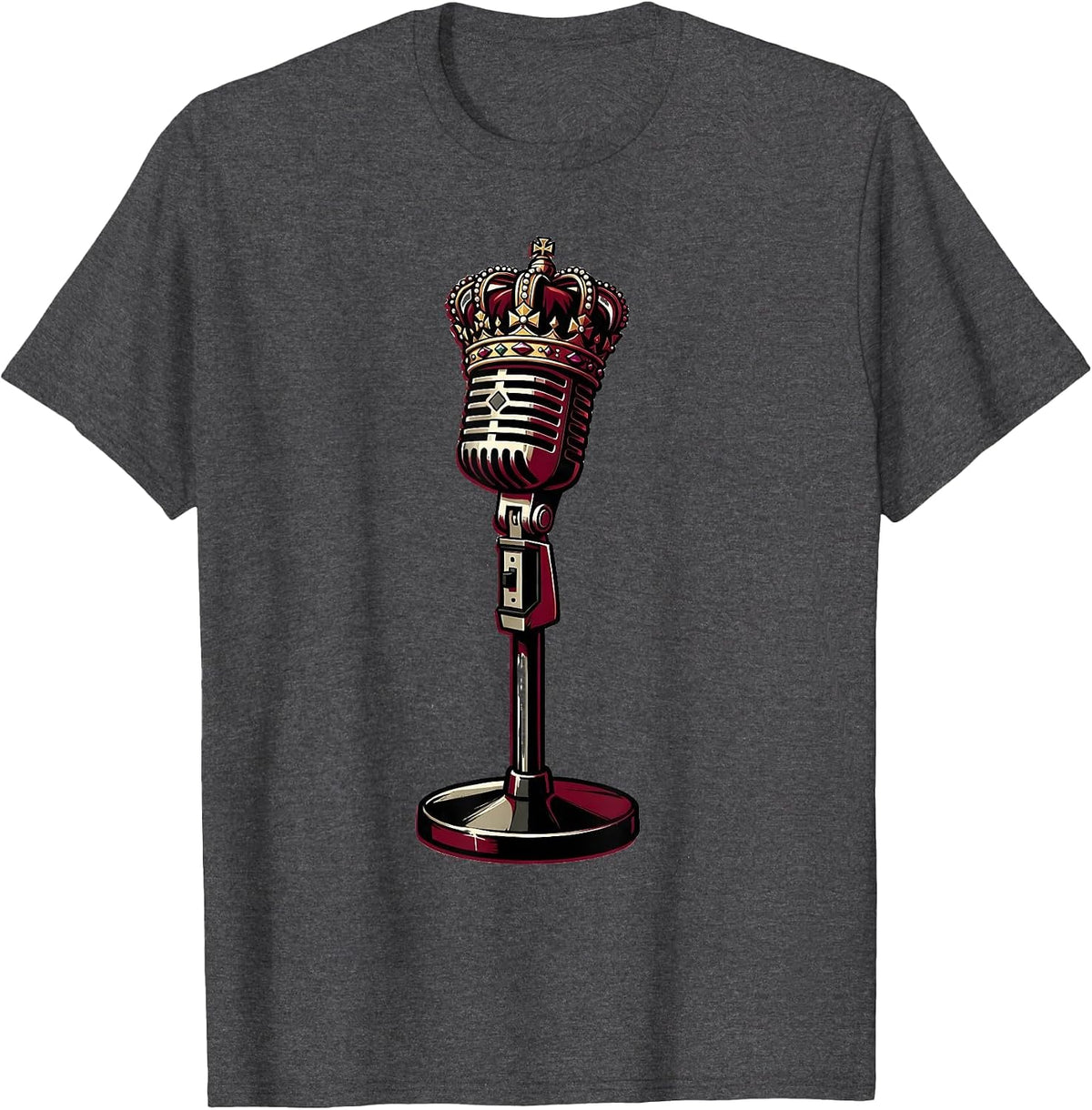 Men's Crown on a Mic Stand Master Debater Graphic T-Shirt - Dark Heather Grey