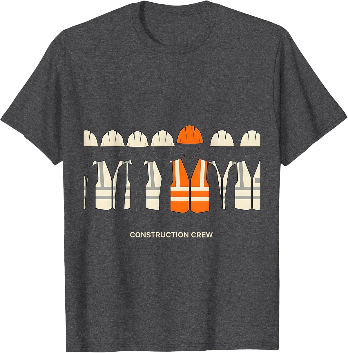 Men's Construction Crew Geometric Hard Hat Vest Worker Trade Humor T-Shirt - Dark Heather Grey