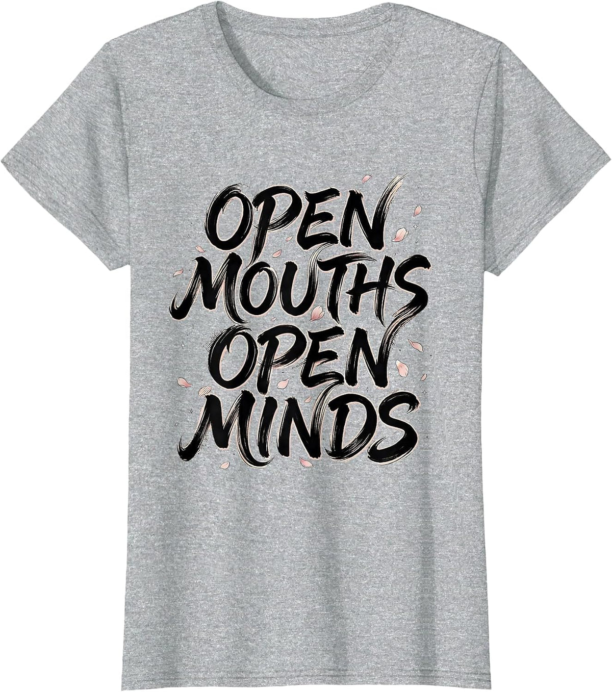 Open Mouths Open Minds Free Speech Design T-Shirt - Heather Grey