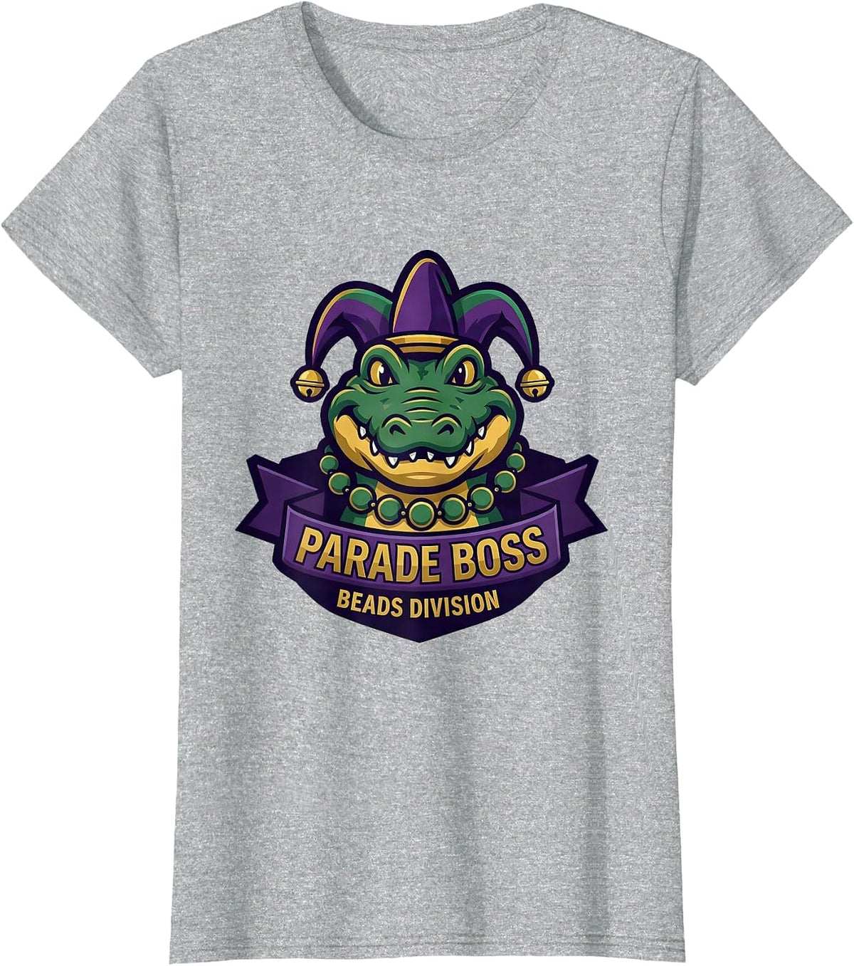 Women's Parade Boss Beads Division Mardi Gras Carnival Costume Party T-Shirt - Heather Grey