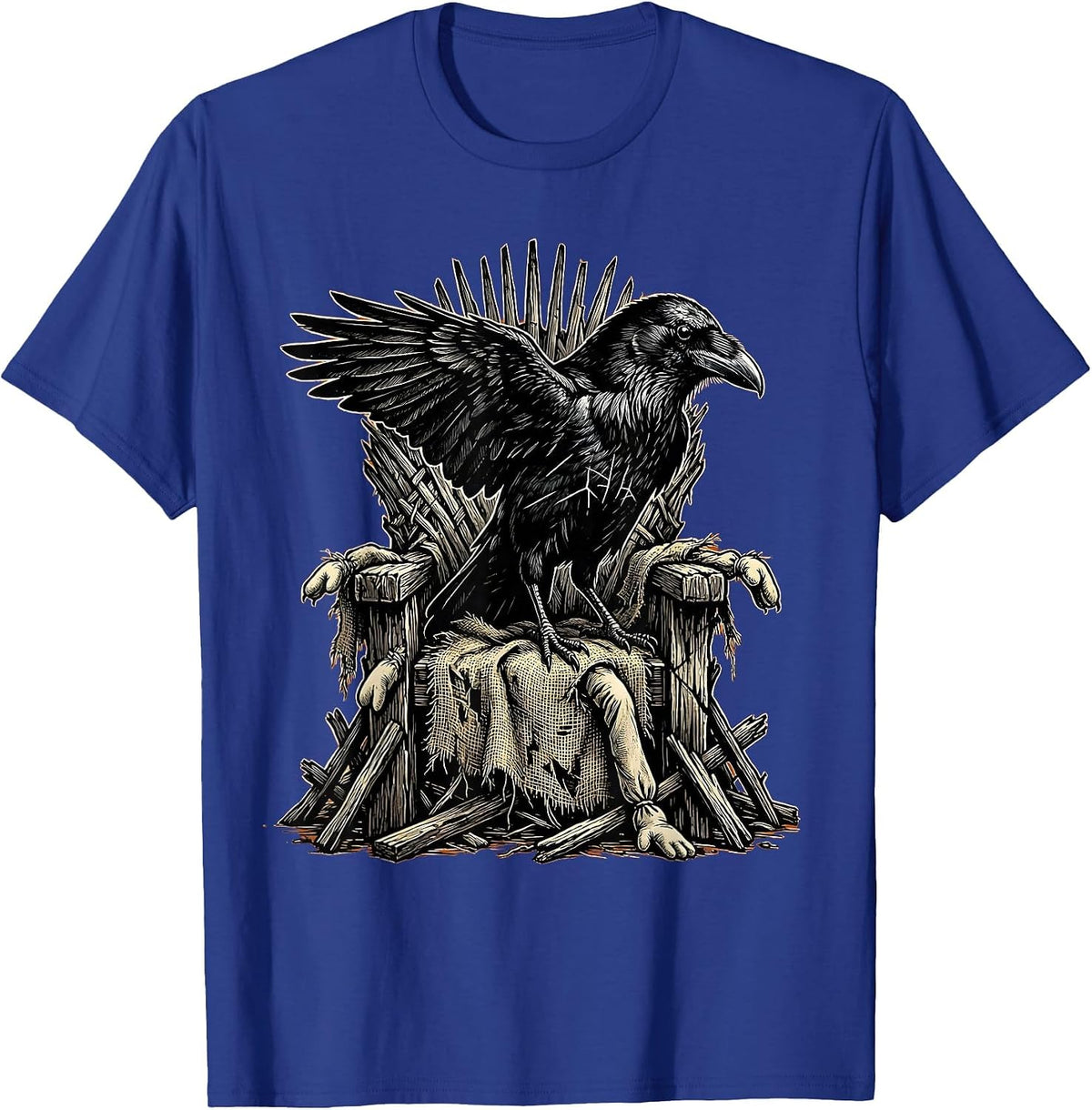 Men's Crow King Throne of Broken Scarecrows T-Shirt - Royal Blue