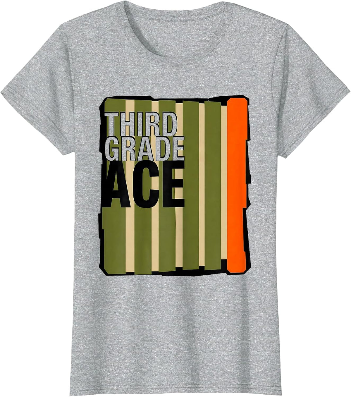 Women's Third Grade Ace Camo Back To School Boys Teachers T-Shirt - Heather Grey