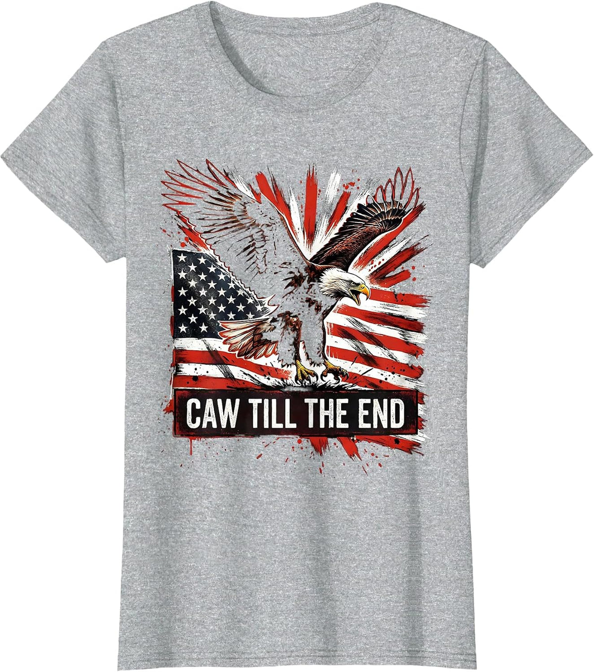 Caw Till The End Crow Fan Design T-Shirt - Heather Grey