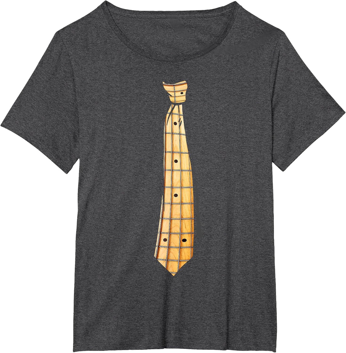 Bass Guitar Fretboard Tie Funny for Bassist T-Shirt - Dark Heather Grey