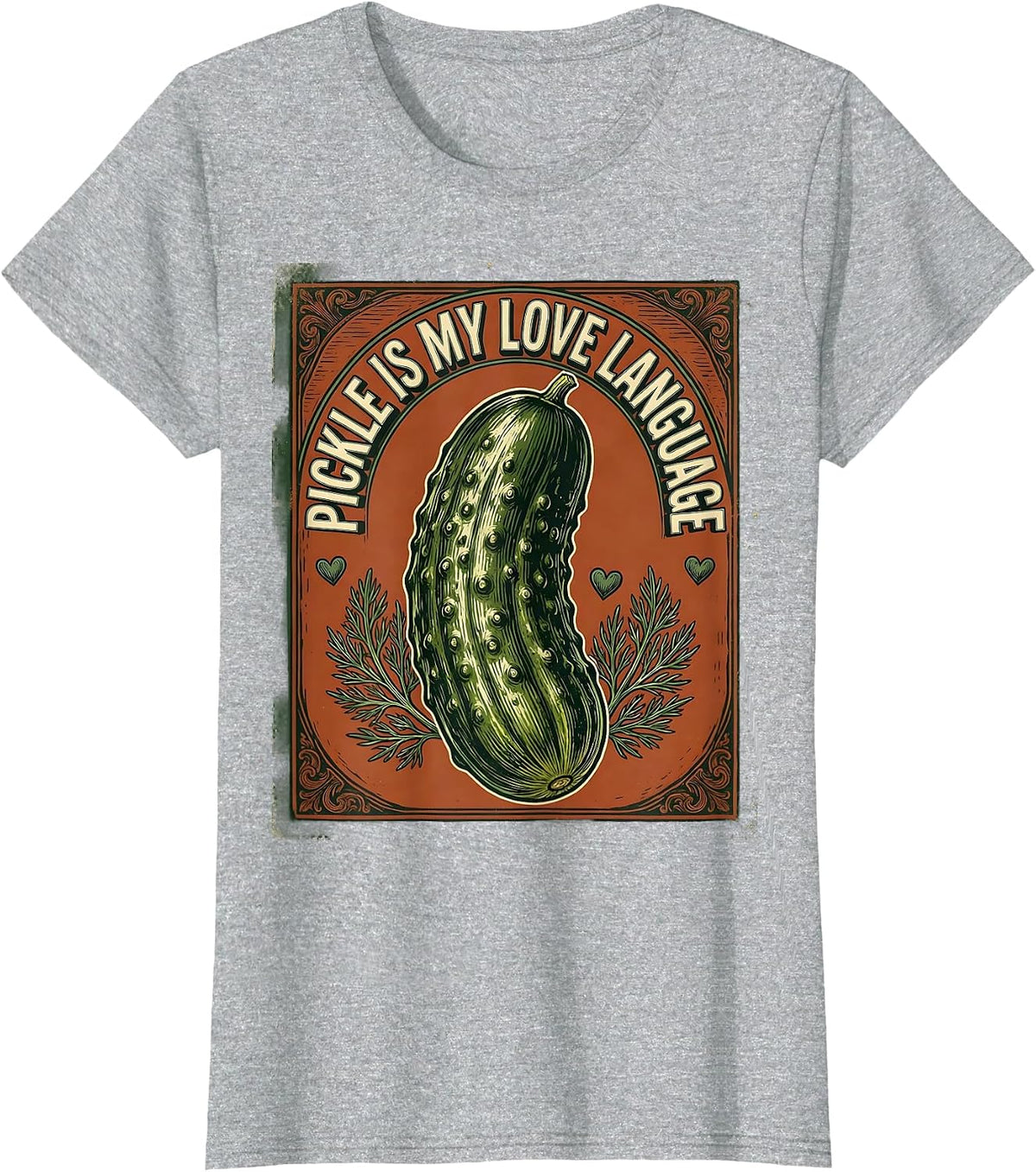 Women's Pickle Is My Love Language Funny Food Design T-Shirt - Heather Grey