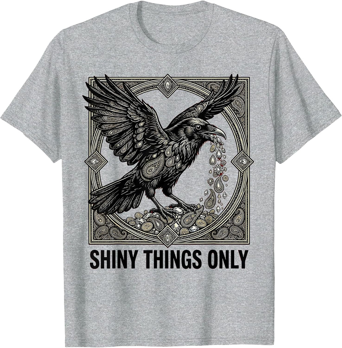 Men's Shiny Things Only Crow Collector Design T-Shirt - Heather Grey