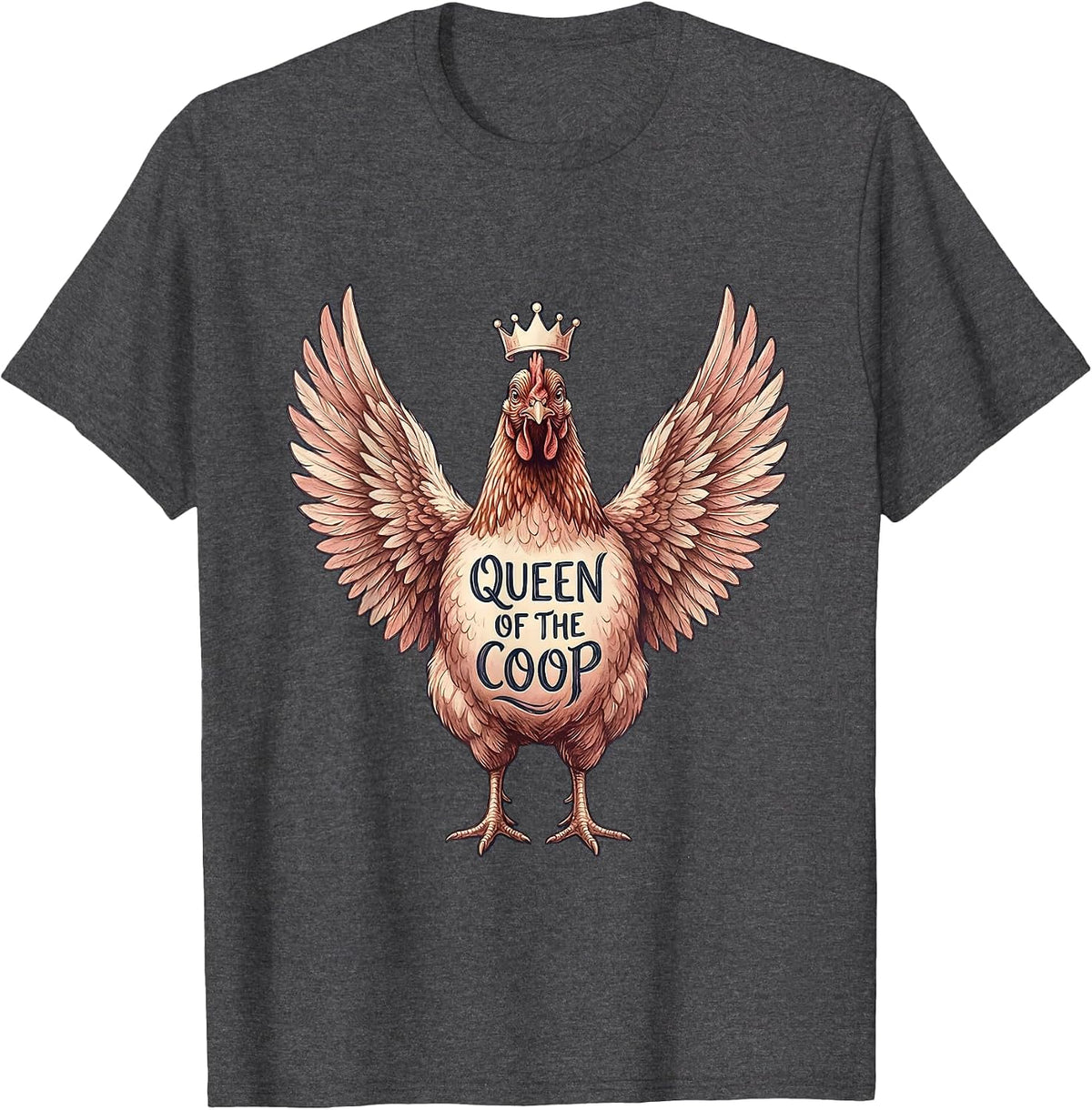 Men's Queen of the Coop Chicken Design T-Shirt - Dark Heather Grey