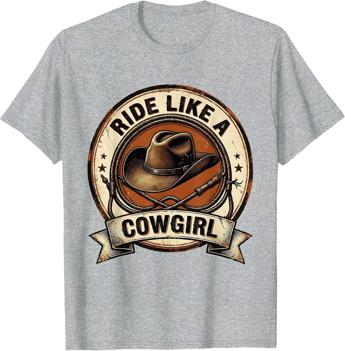 Men's Ride Like a Cowgirl Western Design T-Shirt - Heather Grey