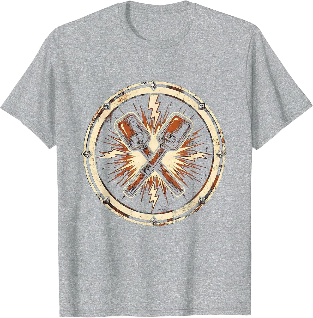 Men's EMT Defibrillator Paddles Electric Graphic T-Shirt - Heather Grey