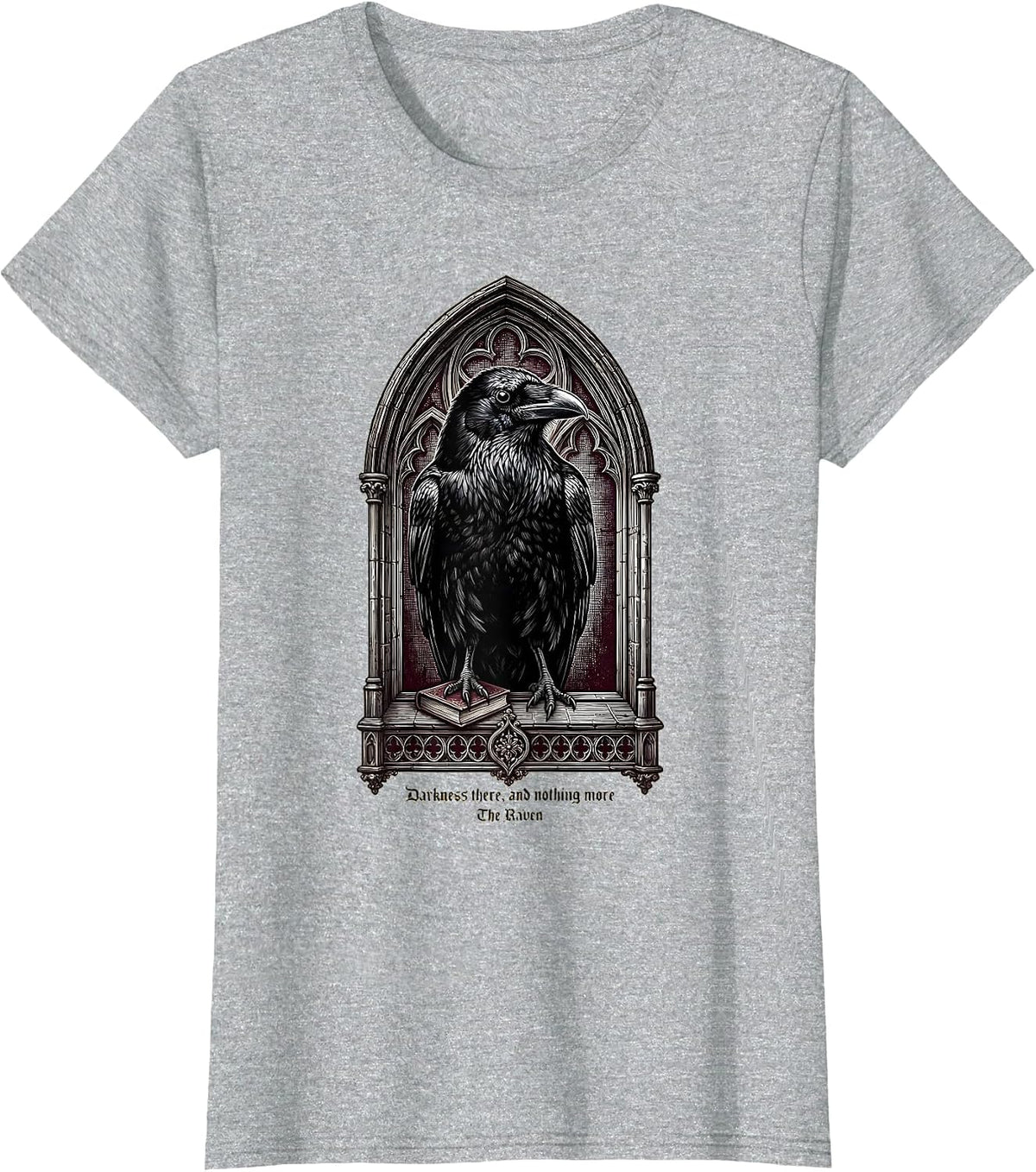 Darkness there, and nothing more — The Raven Gothic T-Shirt - Heather Grey